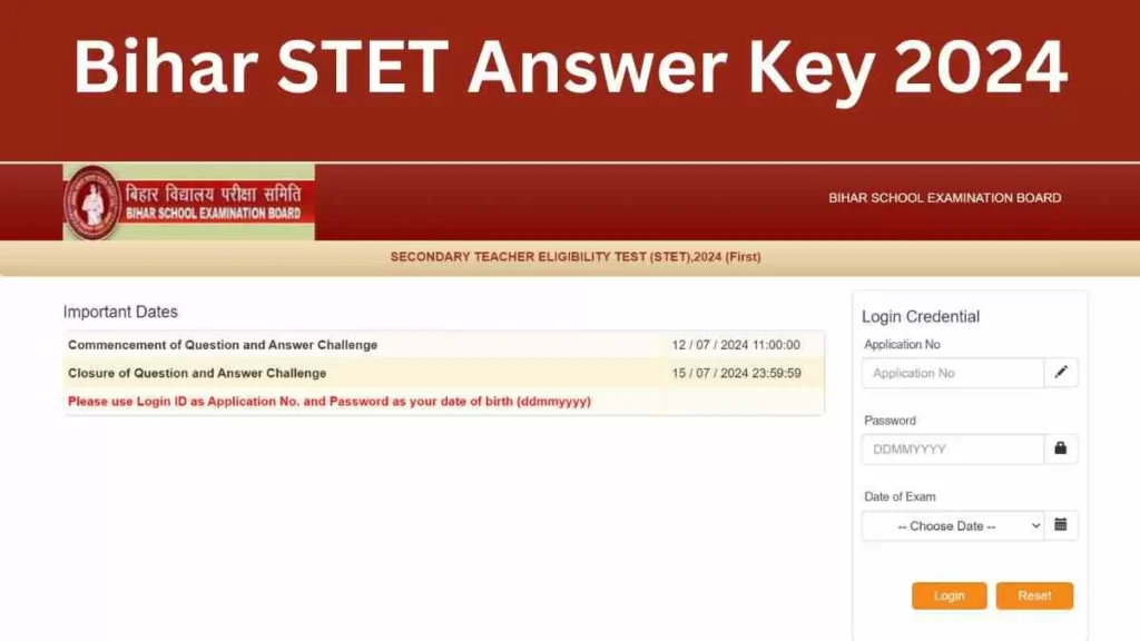 Bihar STET Answer Key 2024