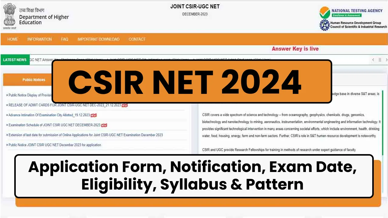 CSIR UGC NET 2024 New Exam Date (OUT), ReAdmit Card, Pattern