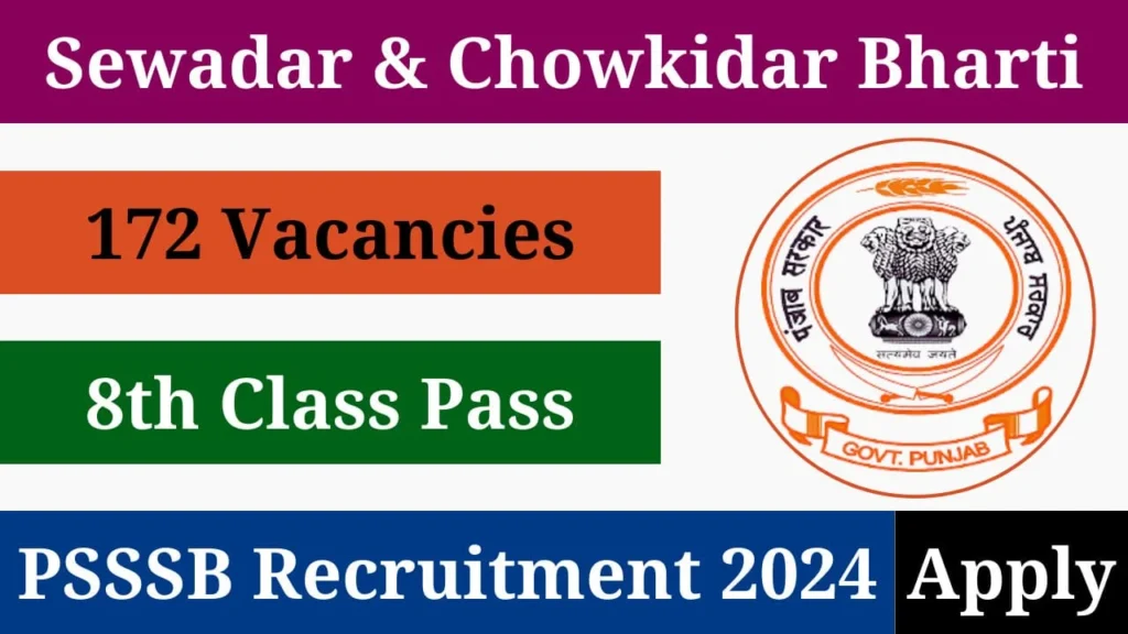 PSSSB Sewadar Chowkidar Recruitment 2024